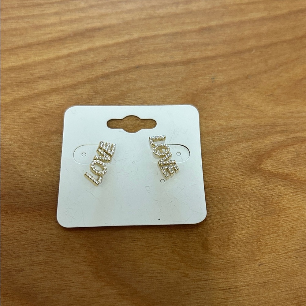 Gold Love Stud Earrings